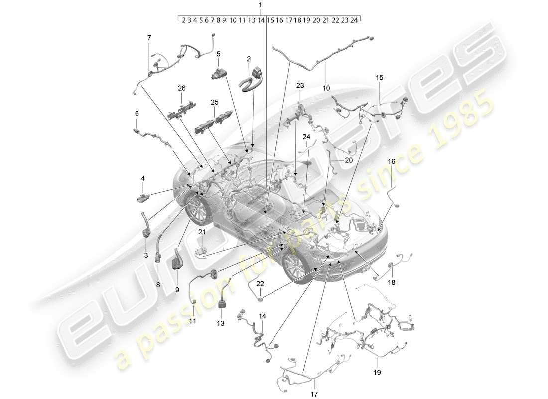 porsche 2018 (718 boxster) kabelbäume ersatzteildiagramm