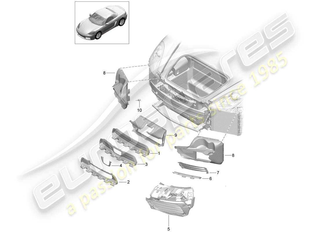 porsche 2018 (718 boxster) luftkanal teilediagramm
