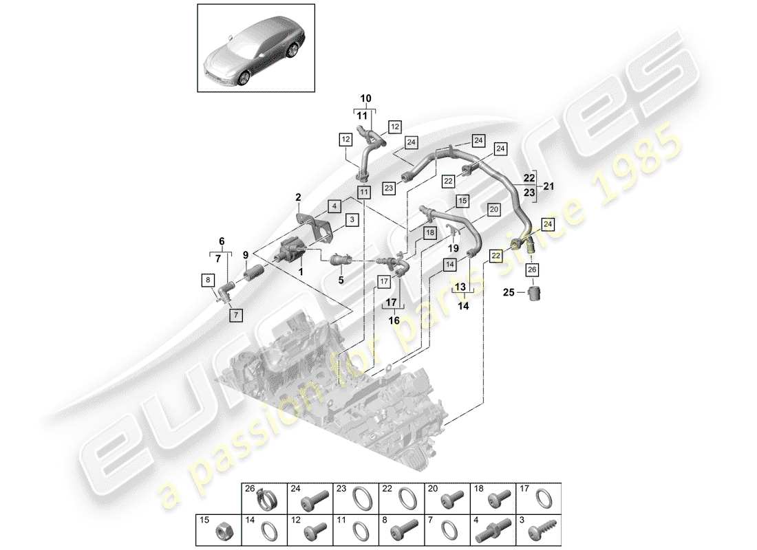 porsche 2020 (panamera 971-1) wasserkühlung teilediagramm