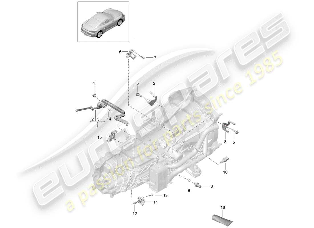 porsche 2018 (718 cayman) schaltgetriebe ersatzteildiagramm