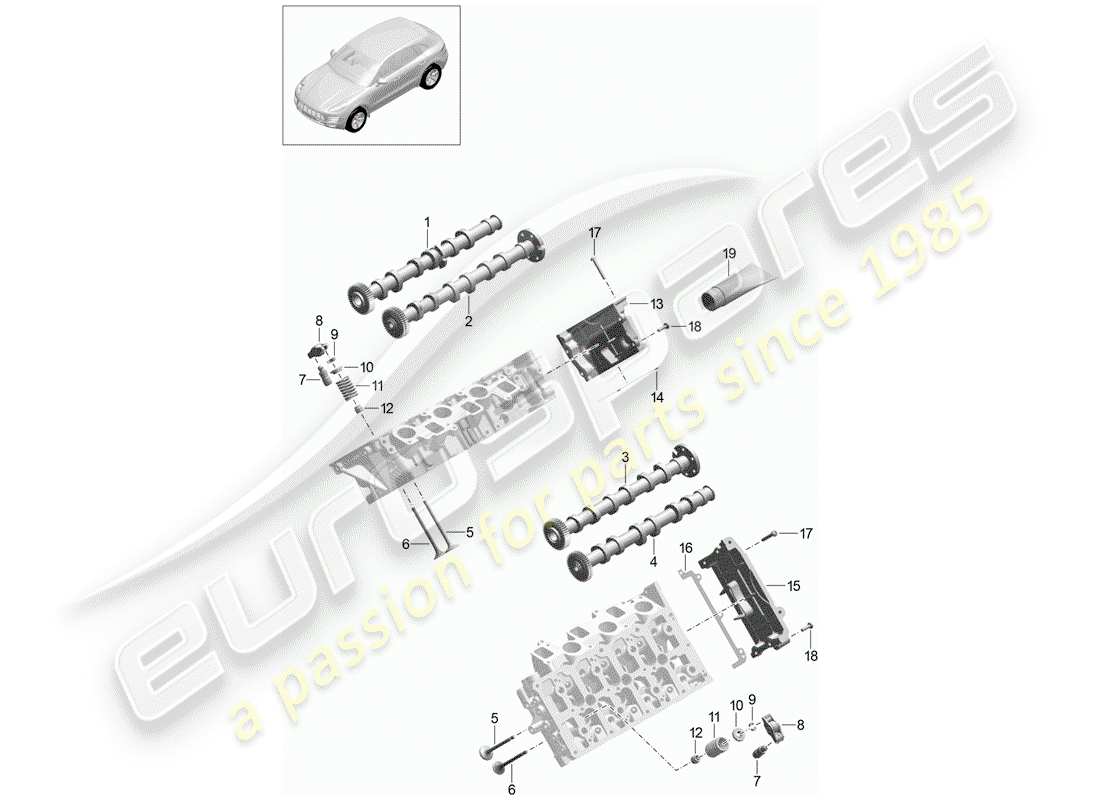 porsche 2014 (macan) nockenwelle, ventile teilediagramm
