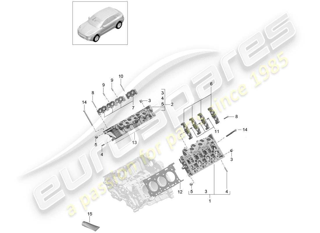 porsche 2014 (macan) zylinderkopf teilediagramm