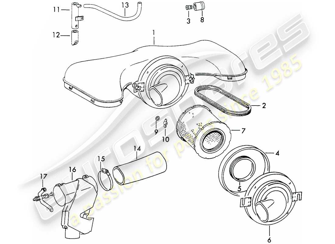 porsche 1970 (911) luftfiltersystem - für - einspritzsystem - d - mj 1972>> ersatzteildiagramm