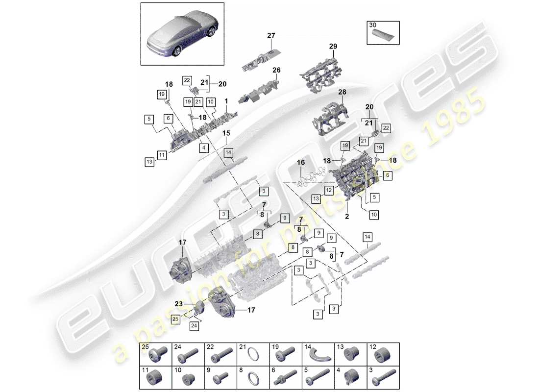 porsche 2018 (panamera 971-1) zylinderkopfdeckel ersatzteildiagramm