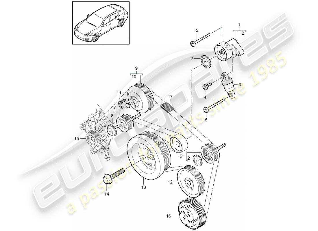 porsche 2014 (panamera 970) riemenspanndämpfer ersatzteildiagramm