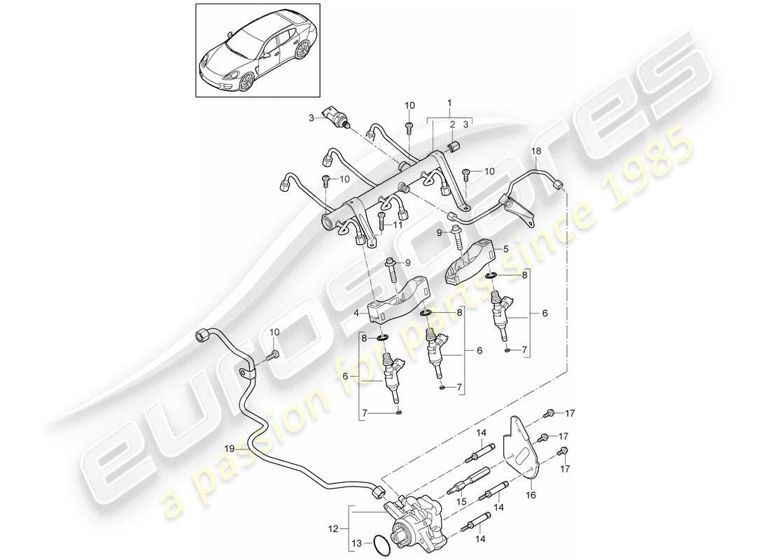 porsche 2013 (panamera 970) kraftstoffsammelrohr ersatzteildiagramm