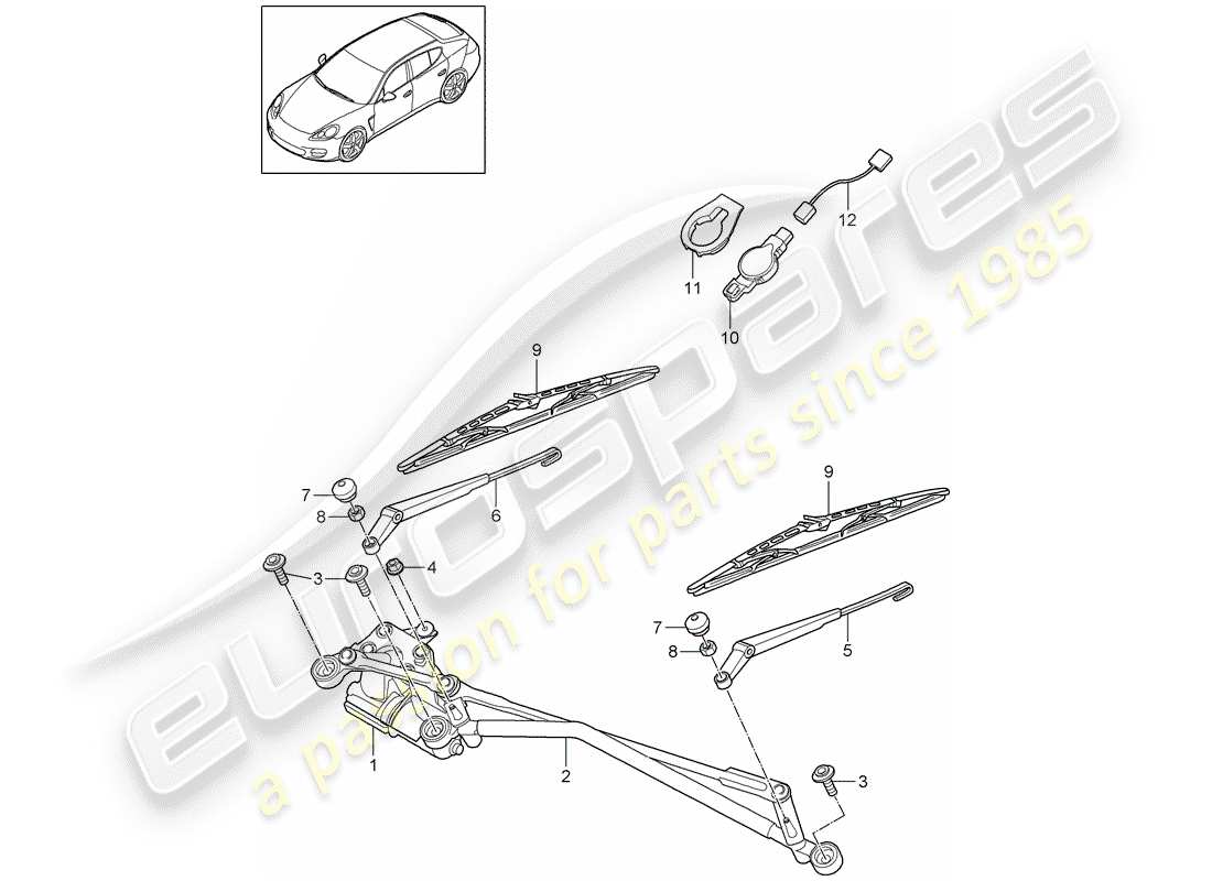 porsche 2013 (panamera 970) scheibenwischeranlage kompl. teilediagramm