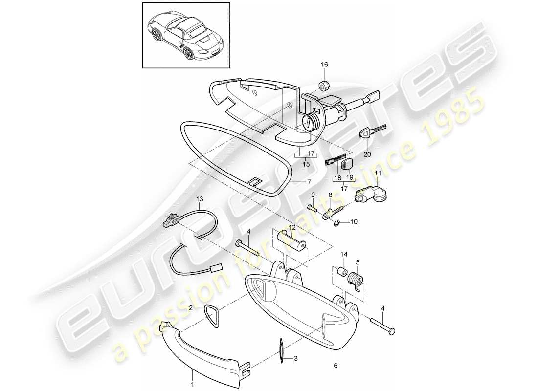 porsche 2009 (987 boxster) türgriff ersatzteildiagramm