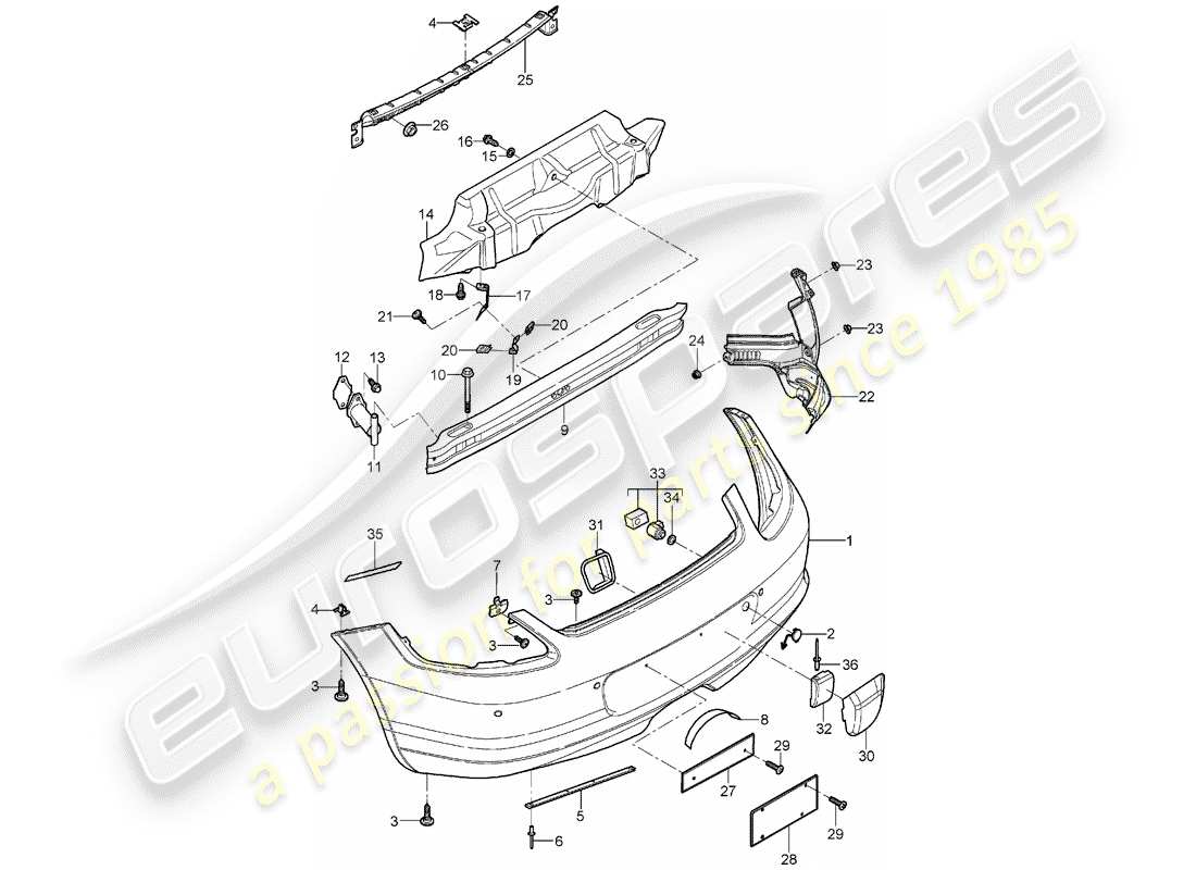 porsche 2008 (987 boxster) stoßstange ersatzteildiagramm