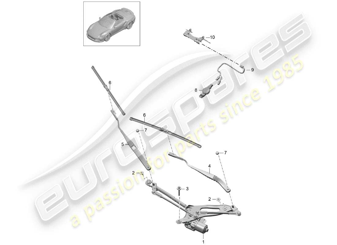 porsche 2020 (991-2 turbo) scheibenwischeranlage kompl. teilediagramm