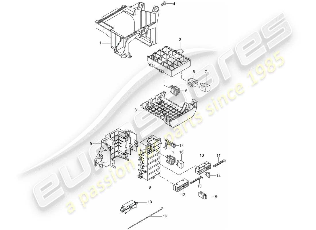 porsche 2009 (997-2 gt3) sicherungskasten/relaisplatte ersatzteildiagramm