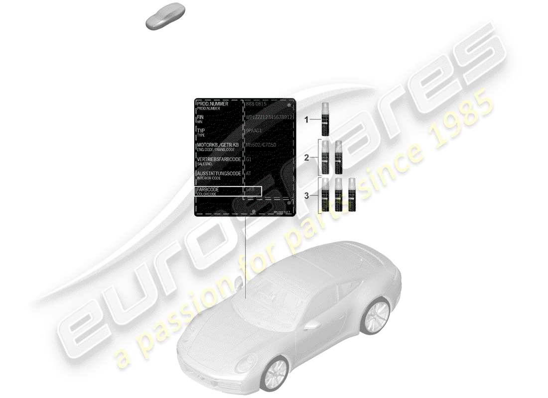 porsche 2020 (992-1) lackausbesserungsstift ersatzteildiagramm