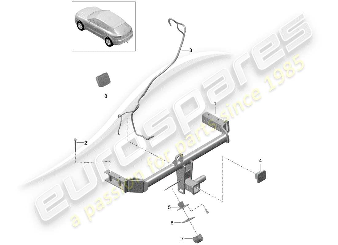porsche 2016 (macan) anhängerkupplung - ersatzteildiagramm