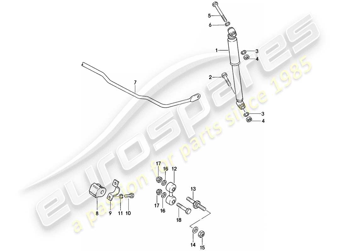 porsche 1984 (944) vibrationsdämpfer - stabilisator ersatzteildiagramm