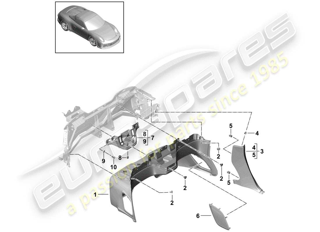porsche 2019 (991-2 r/gt3/rs) verzierung für heckplatte ersatzteildiagramm