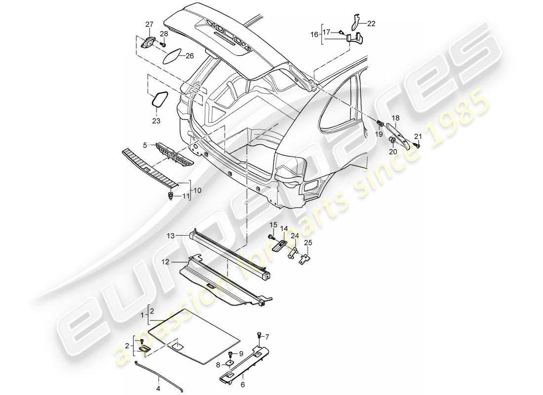 porsche 2003 (cayenne e1 9pa) trims-teilediagramm