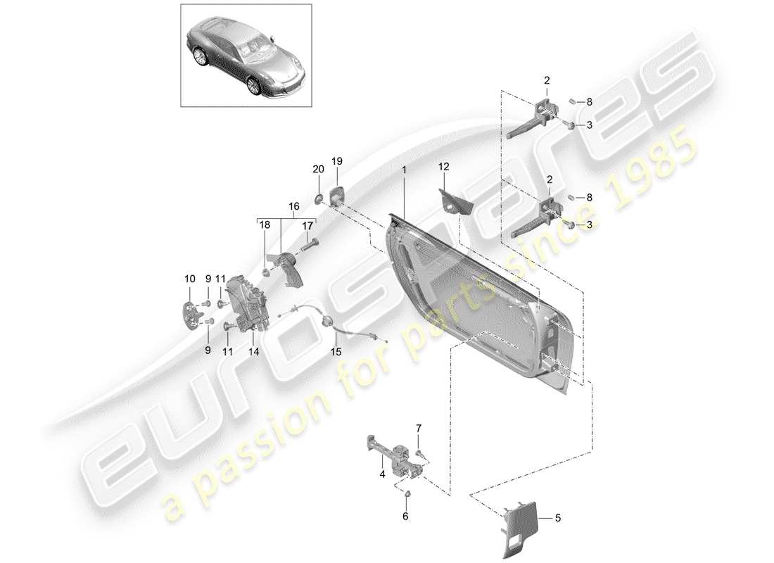 porsche 2019 (991-2 r/gt3/rs) türschale teilediagramm