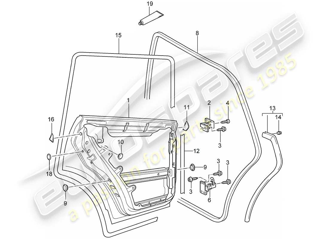 porsche 2003 (cayenne e1 9pa) türschale teilediagramm