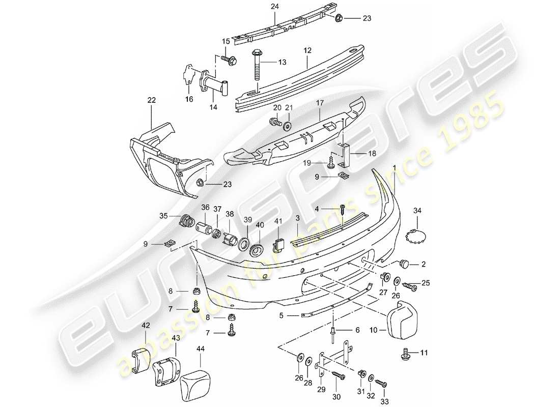 porsche 1998 (996) stoßstange ersatzteildiagramm