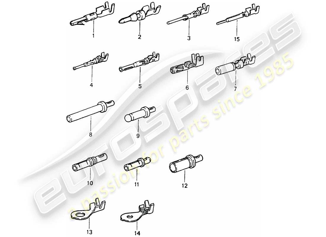 porsche 1994 (964) stiftanschluss (männlich) - kontaktstift - kabelschuh ersatzteildiagramm