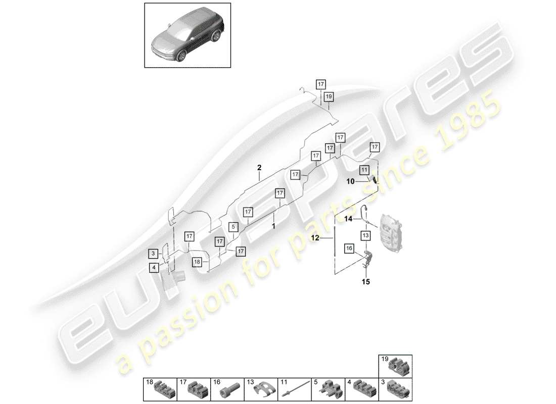 porsche 2019 (cayenne e3 9ya/9yb) bremsleitung ersatzteildiagramm