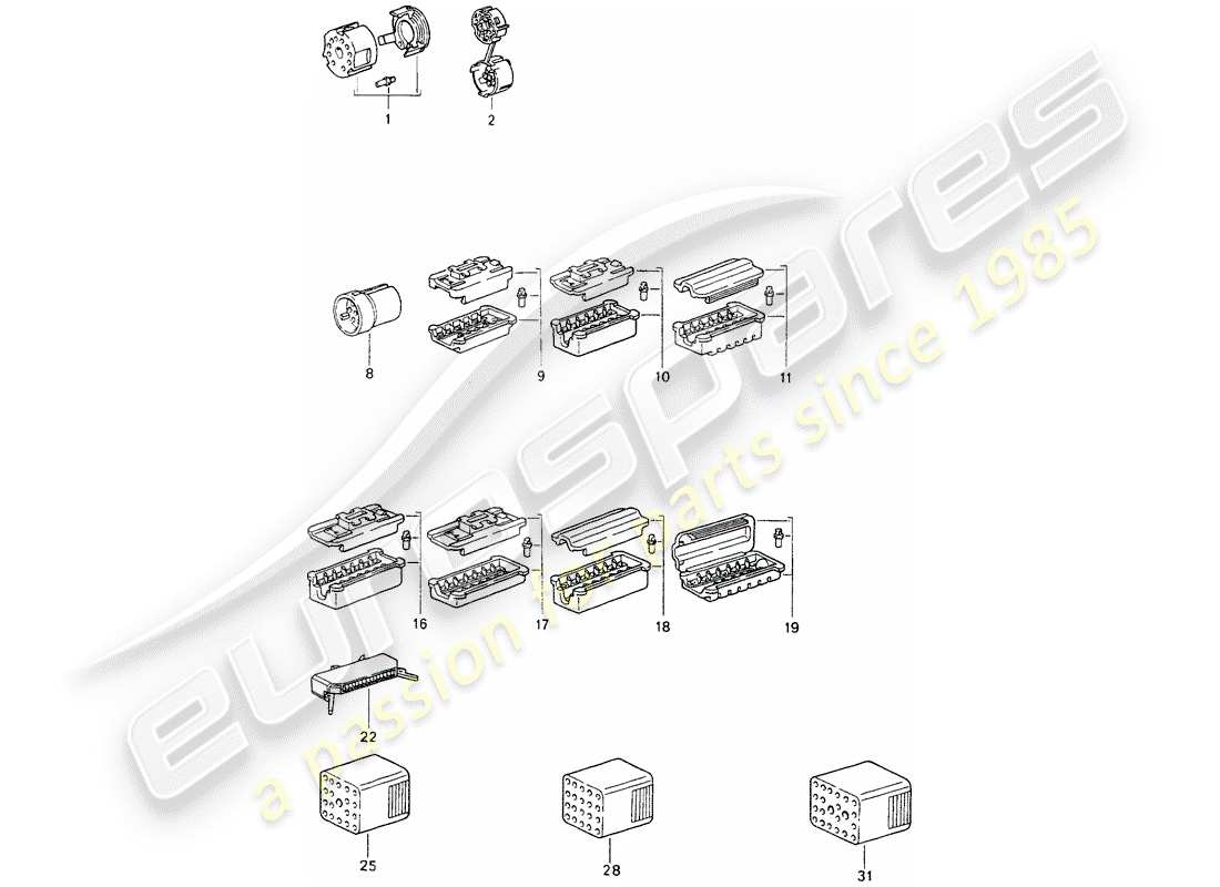 porsche 1989 (964) steckverbindergehäuse ersatzteildiagramm