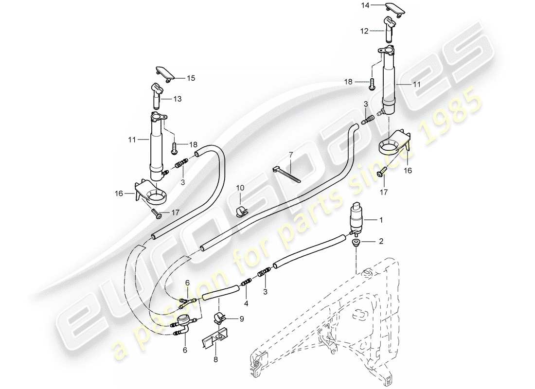 porsche 2008 (cayenne e1 9pa) scheibe teilediagramm