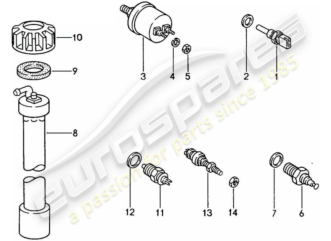 porsche 1986 (944) schalter - und - sensor ersatzteildiagramm