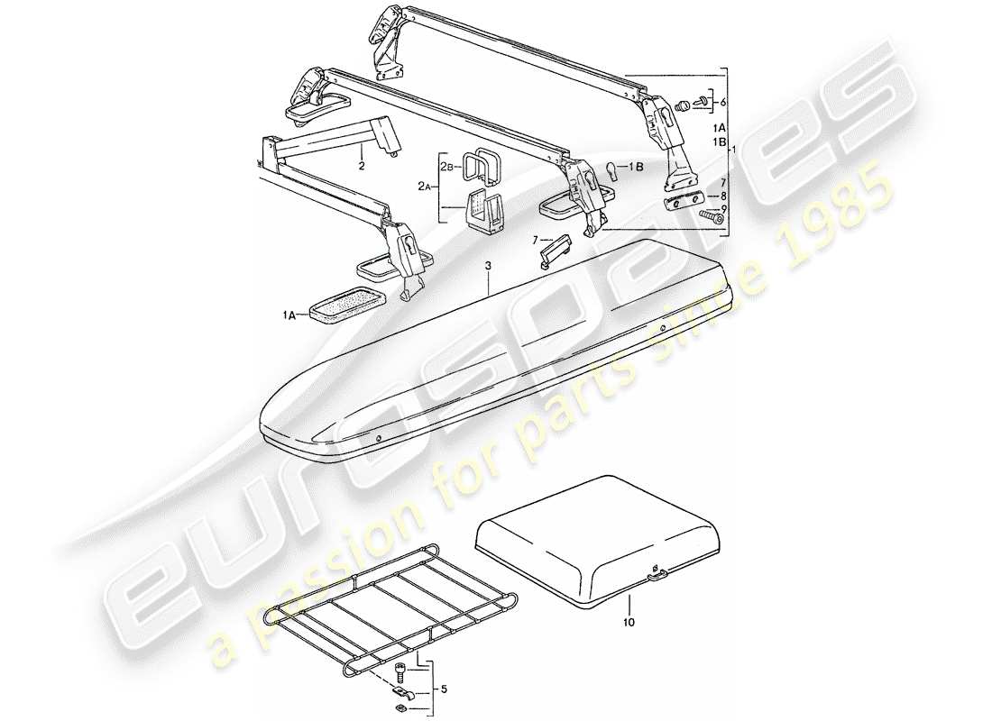 porsche 1988 (928) dachtransportsystem ersatzteildiagramm