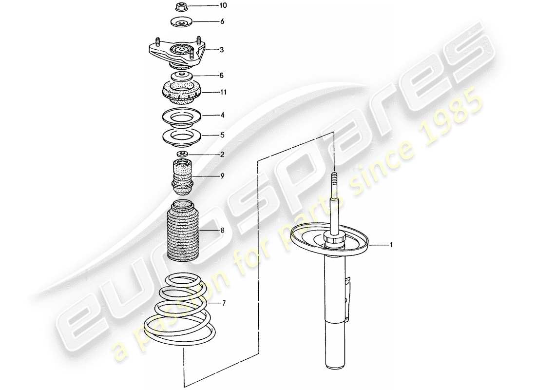 porsche 1997 (986 boxster) aufhängung - stossdämpfer ersatzteildiagramm