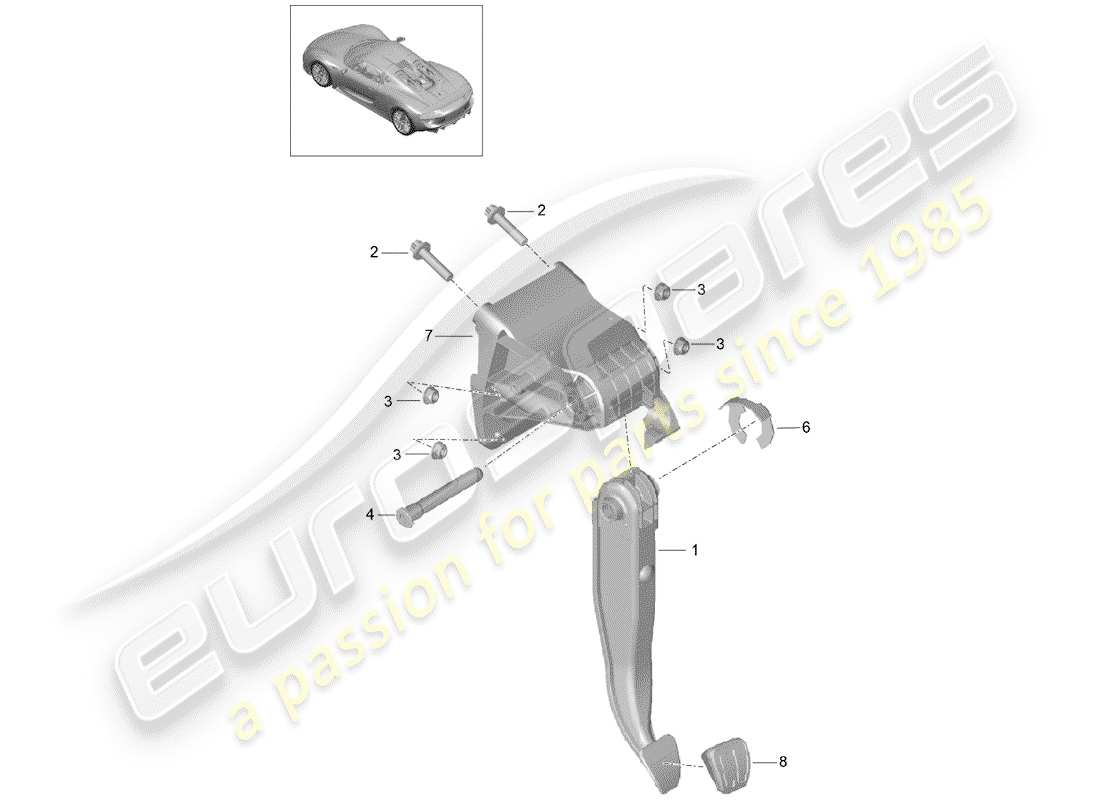 porsche 2015 (918 spyder) bremspedal teilediagramm