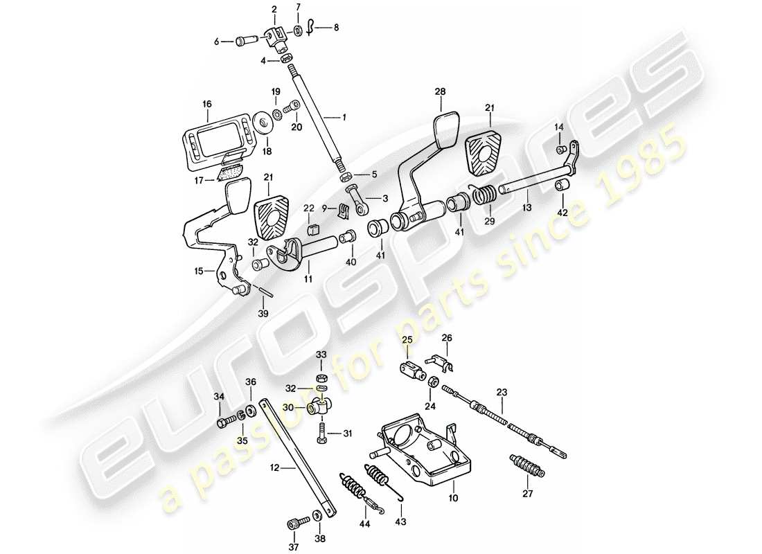 porsche 1984 (911) pedale teilediagramm