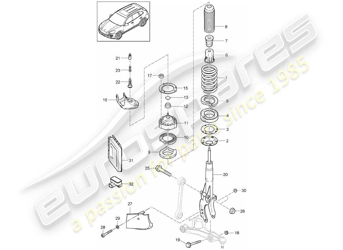 porsche 2011 (cayenne e2 92a) suspension teilediagramm
