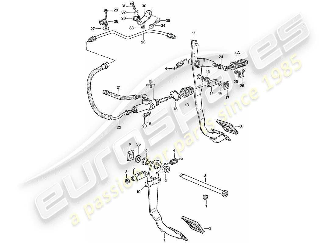 porsche 1984 (944) pedale teilediagramm