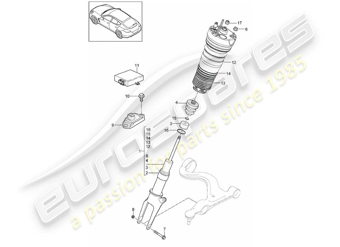 porsche 2011 (panamera 970) aufhängung teilediagramm