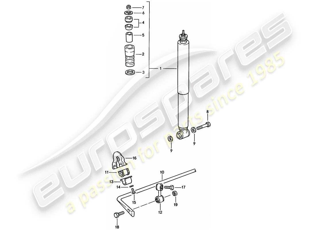 porsche 1985 (911) vibrationsdämpfer - stabilisator ersatzteildiagramm