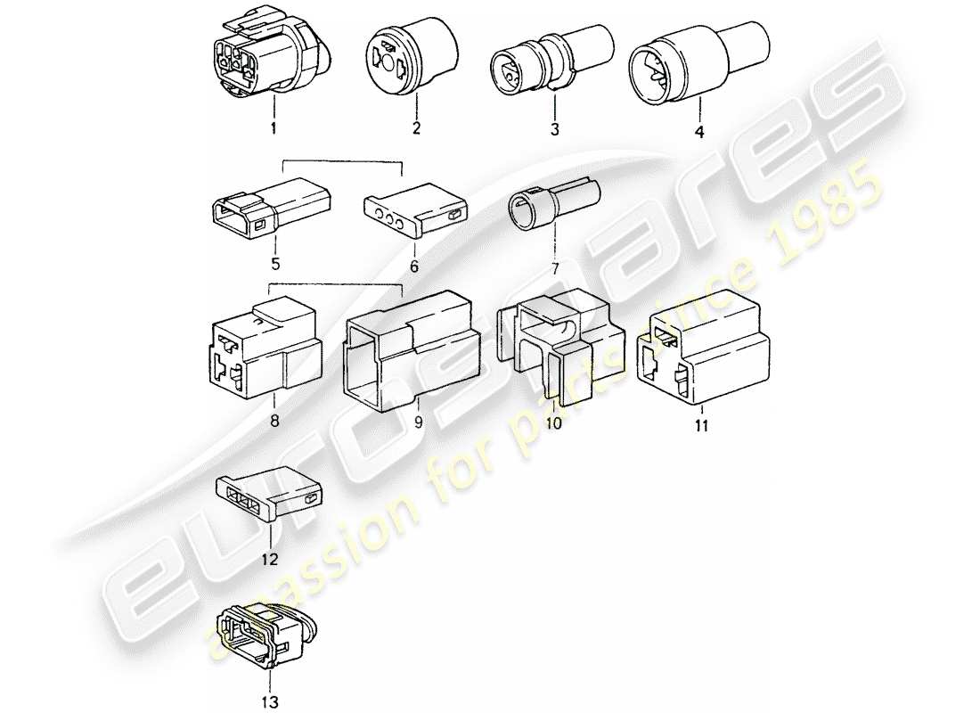 porsche 1989 (964) steckverbindergehäuse ersatzteildiagramm
