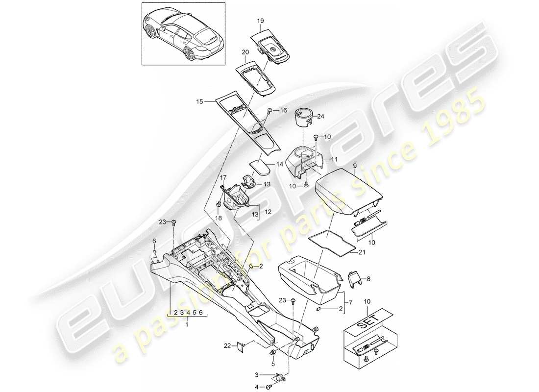 porsche 2015 (panamera 970) center console ersatzteildiagramm