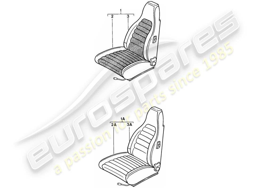porsche 1977 (924) vordersitz - komplett - sitzbezug ersatzteildiagramm