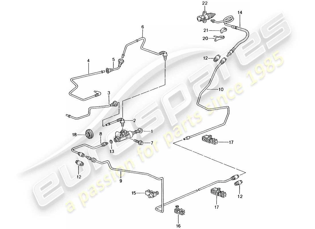 porsche 2005 (996 gt3) hydraulische kupplung - funktionsweise - kupplungsgeberzylinder - hydraulische kupplungsleitung ersatzteildiagramm