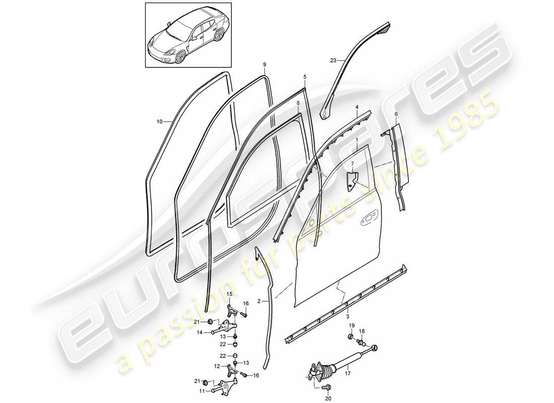 porsche 2013 (panamera 970) türschale teilediagramm