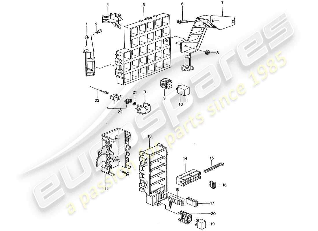porsche 2005 (996 gt3) sicherungskasten/relaisplatte - armaturenbrett ersatzteildiagramm