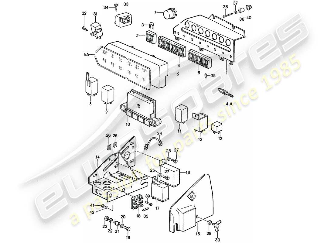 porsche 1987 (911) steuergeräte - relais - sicherungskasten ersatzteildiagramm