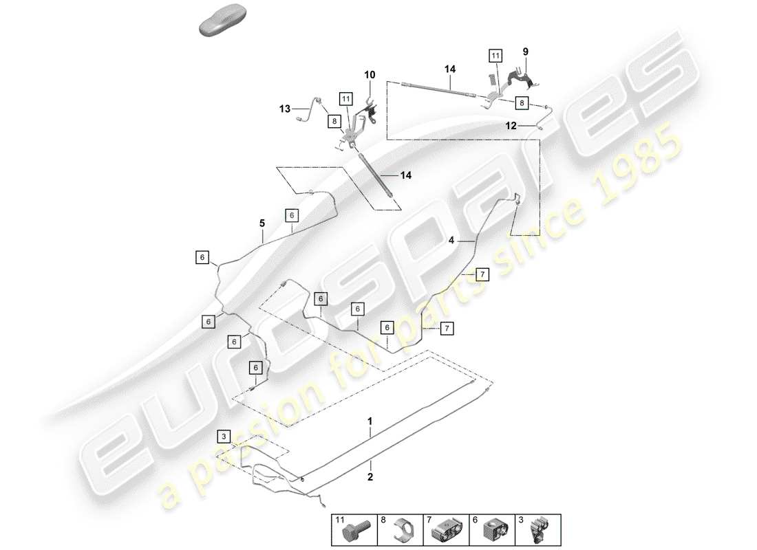 porsche 2019 (718 boxster spyder) bremsleitung ersatzteildiagramm