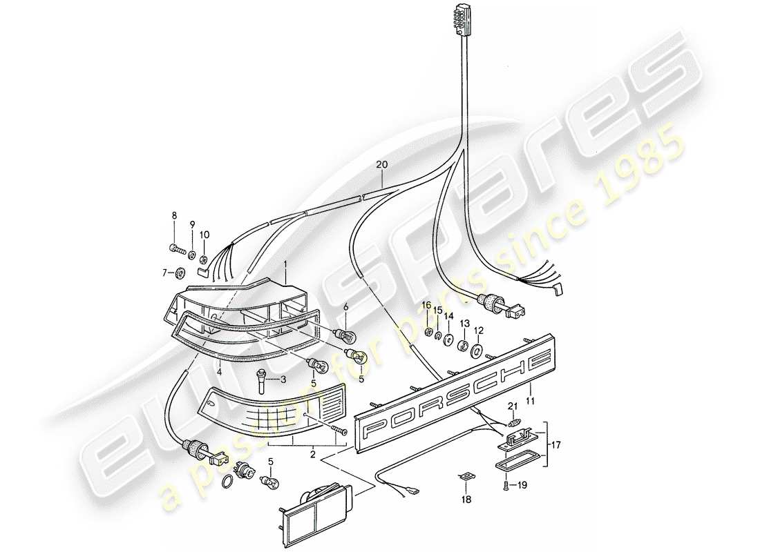 porsche 1988 (959) beleuchtung teilediagramm