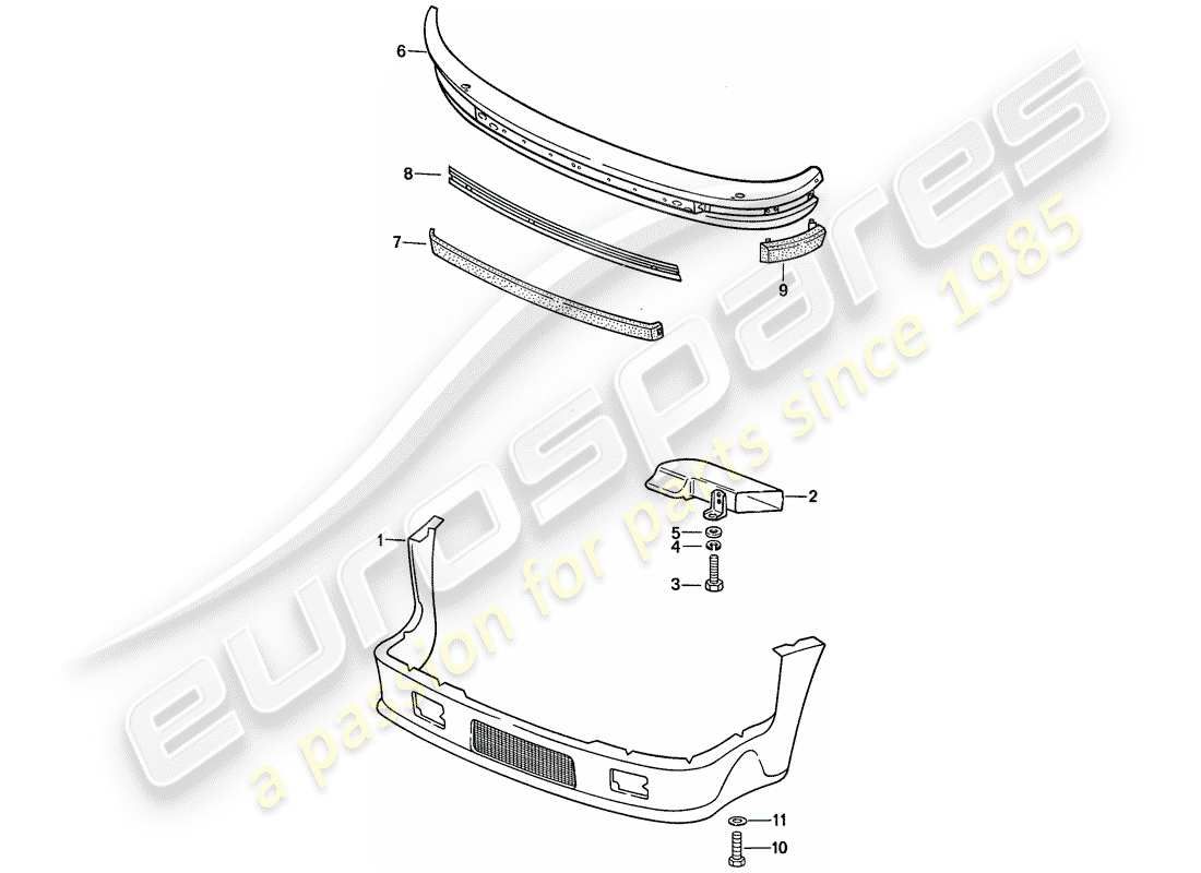 porsche 1987 (911) sondermodell - flatnose design - aussenverkleidung - stossfaenger - d - mj 1988>> ersatzteildiagramm