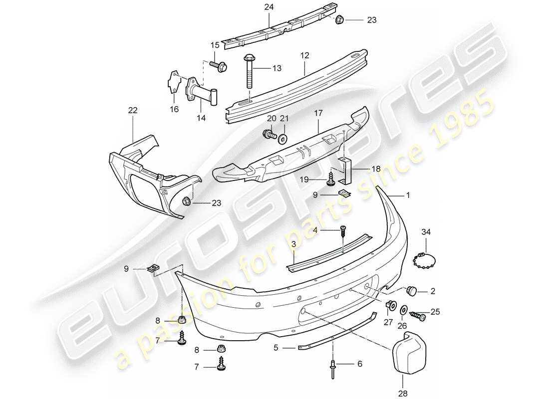 porsche 2004 (996 gt3) stoßstange ersatzteildiagramm