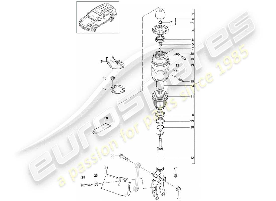 porsche 2017 (cayenne e2 92a) luftfeder teilediagramm