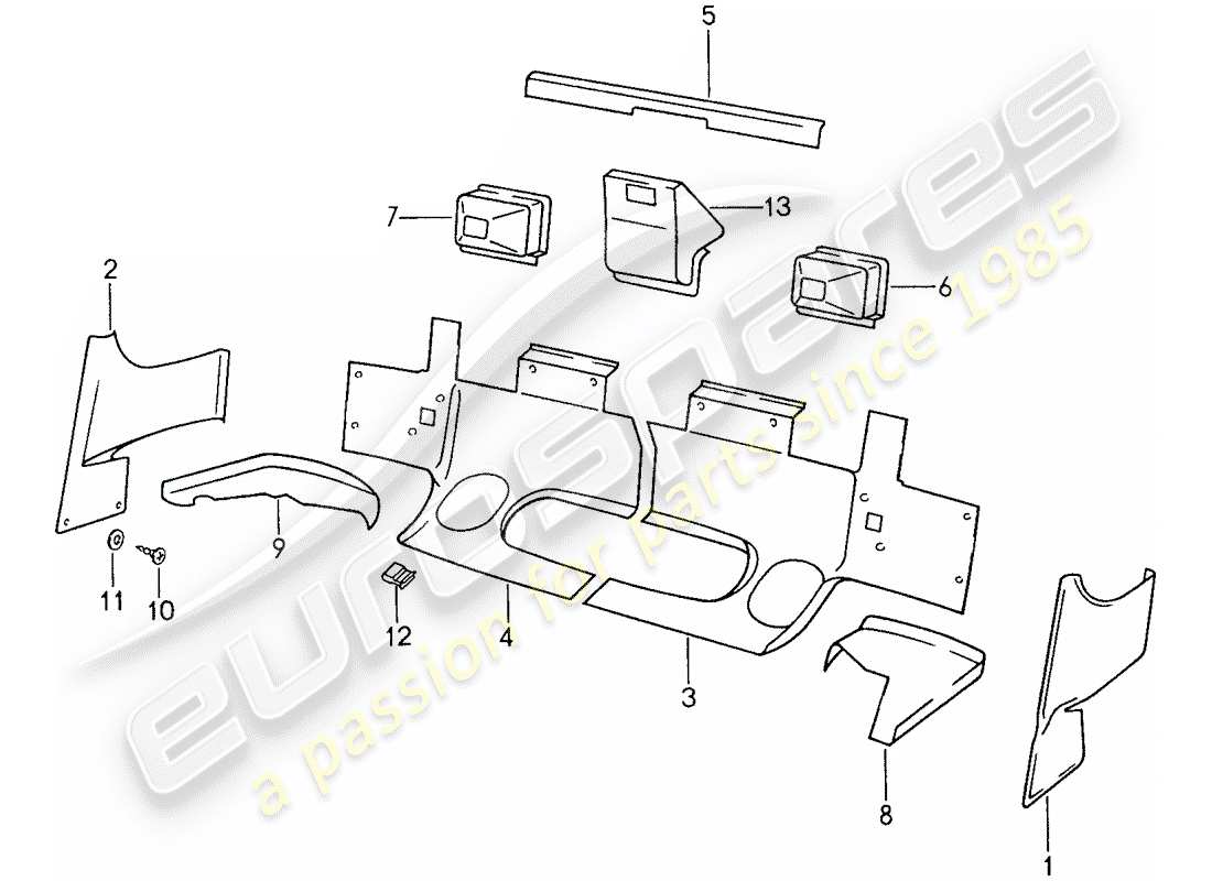 porsche 1987 (959) wärmeablenkung - stossfänger ersatzteildiagramm
