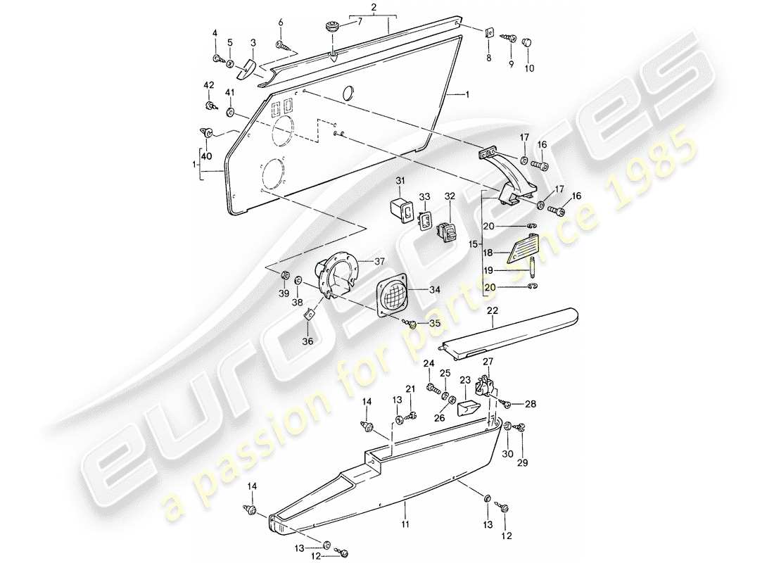 porsche 1987 (959) türplatte teilediagramm